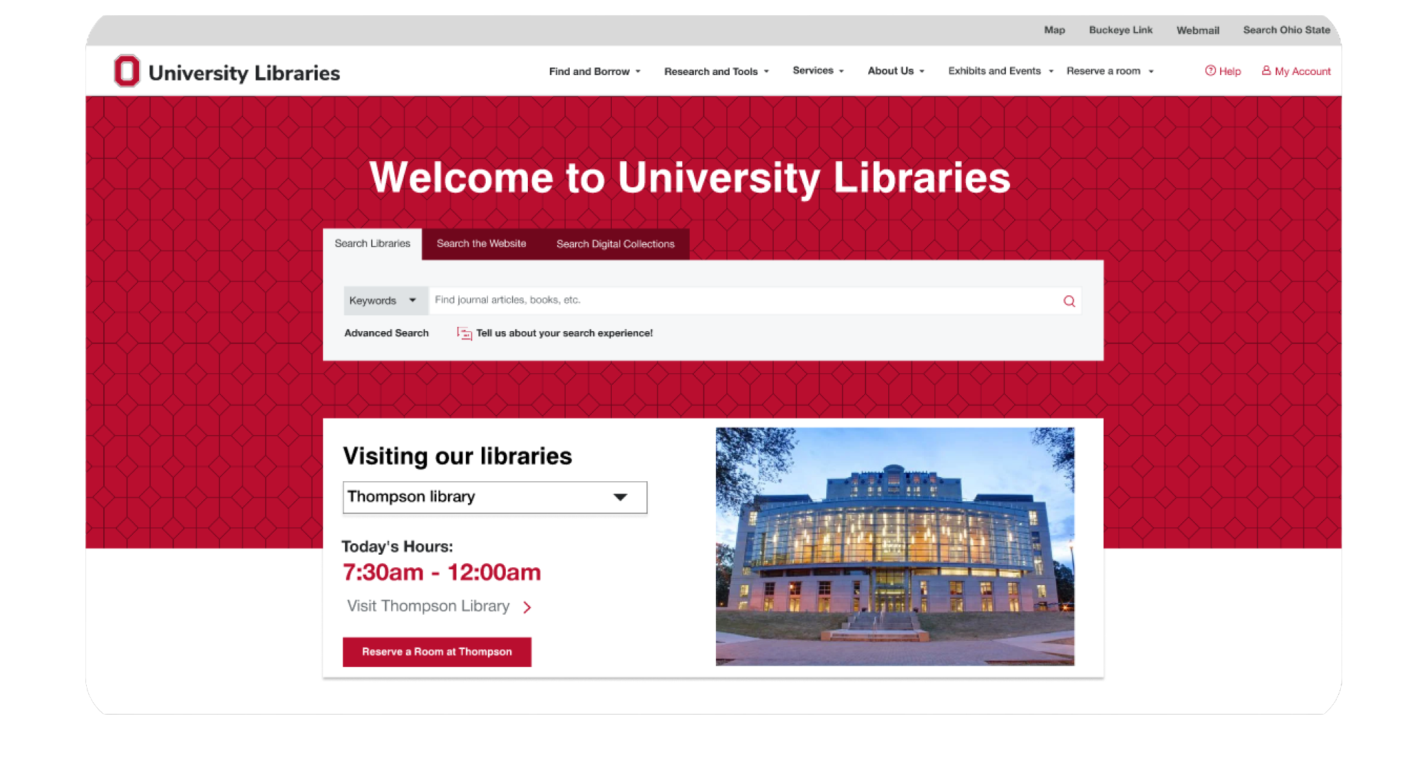 Ohio State University Libraries homepage